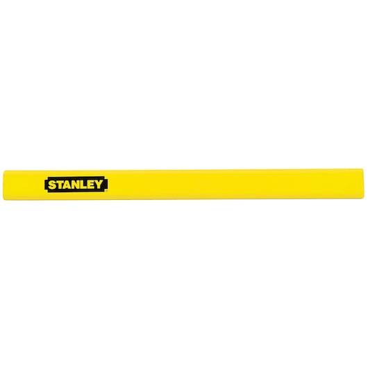 STANLEY 47-350 yellow carpenter pencil, straight side view on white background.