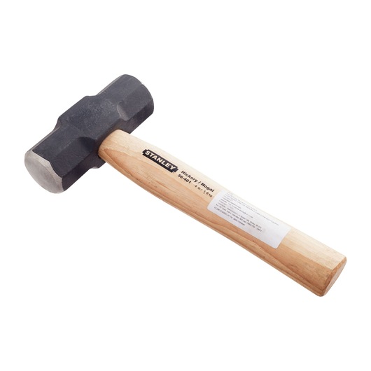 STANLEY 56-401 sledge hammer with black steel head and light wood handle, product side angle, photography