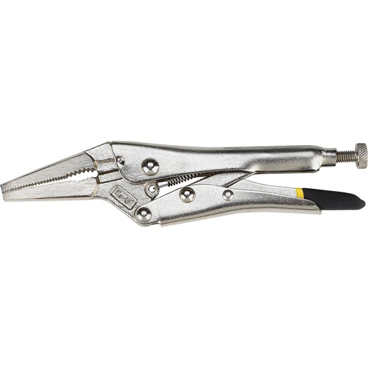 STANLEY 84-396 locking pliers with long, serrated jaws, side view on white background.
