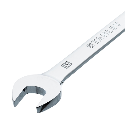 STANLEY 91-986 open-end wrench, chrome finish, angled view on white background.