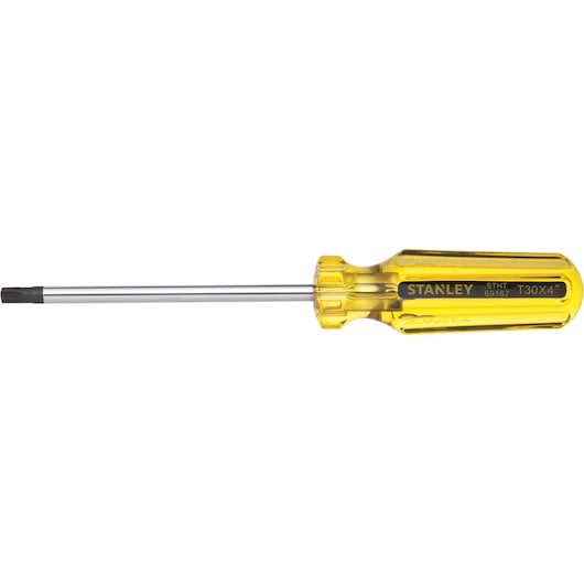 STANLEY STHT69167 Torx screwdriver with yellow handle, side view, product photography.