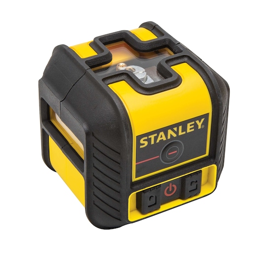 Photo of STANLEY STHT77502 yellow and black laser level from angled front view.
