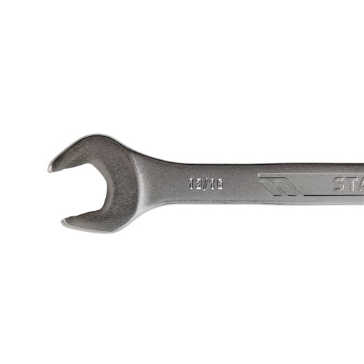 STANLEY STMT72838 open-end wrench, 13/16 inch, silver finish, left side angle on white background.