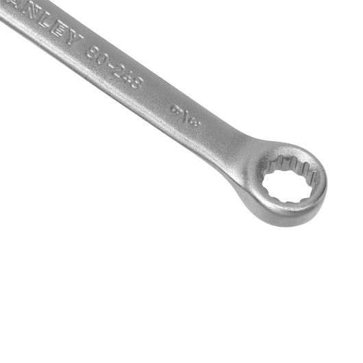 STANLEY STMT80248-840 box end wrench in silver finish, close-up angle on white background.