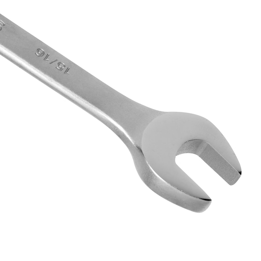 STANLEY STMT80258-840 open end wrench, silver finish, close-up angle on white background.
